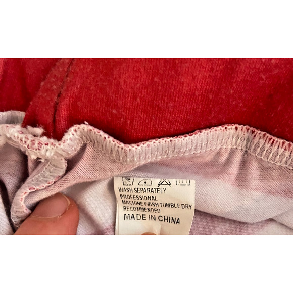 Mens Red and White Stripe Christmas Pajama Set, Reindeer on front, Size XL - Picture 8 of 11